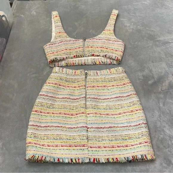 NBD Shawna Tweed Crop Top & Blair Mini Skirt Set in Pastel 27014 - Picture 3 of 12